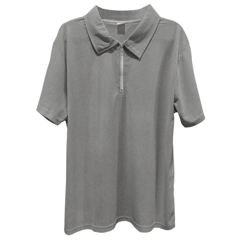 Casual Mens Corduroy Suits Short Sleeve Zipper Polo Shirts And Pants Mens Two Piece Sets Streetwear 2024 Summer Fashion Outfits