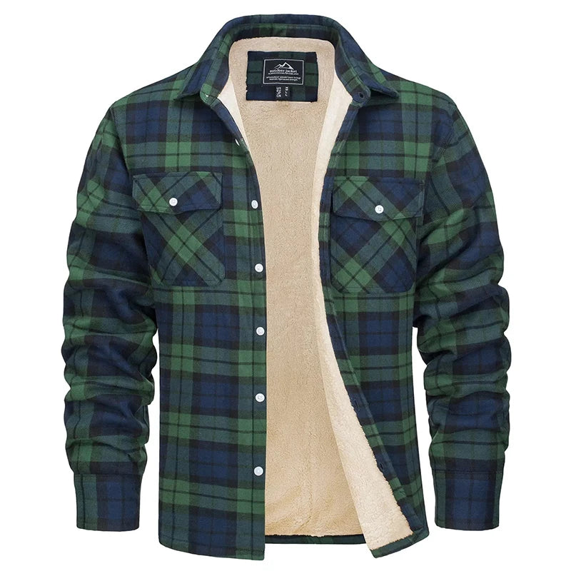 MAGCOMSEN Men's Fleece Plaid Flannel Shirt Jacket.