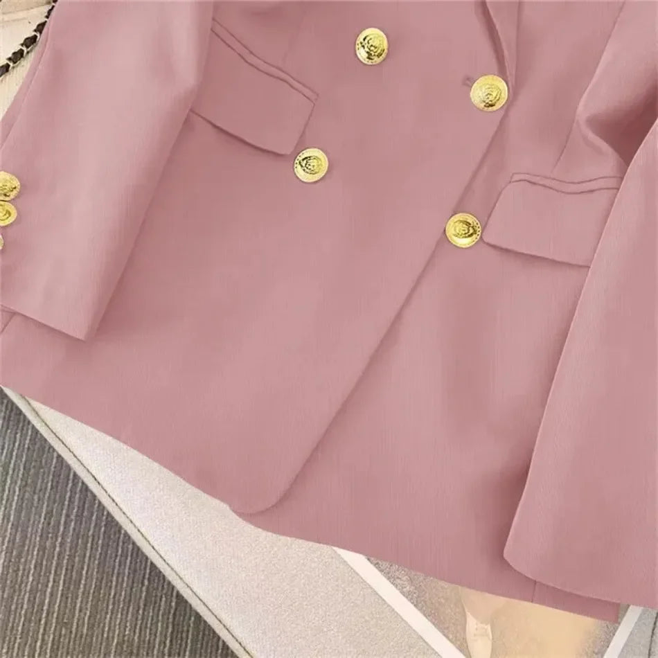Spring Autumn Women Chic Office Lady Double Breasted Blazer .