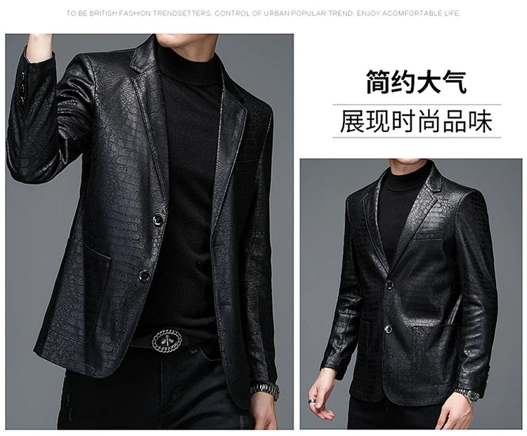 Men's Casual Spring Autumn Vintage Soft Faux Leather Jackets .