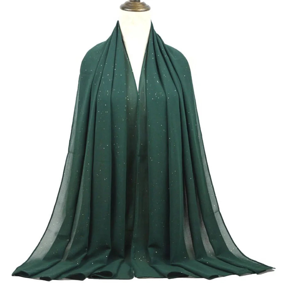 180*75cm Bronzing Muslim Chiffon Hijab Shawls Scarf Women Solid Color Head Wraps Women Hijabs Scarves Ladies Foulard Femme Veil