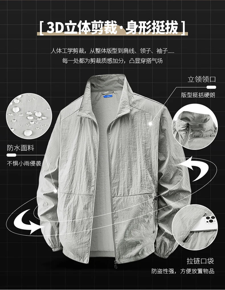 6XL 7XL 8XL Summer Jackets Men Windbreaker Coats .