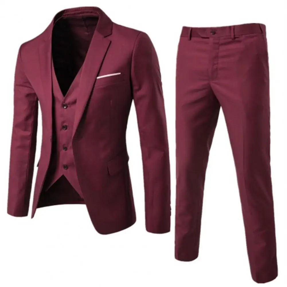 Men Three-piece Suit Men's Formal Business Style Slim Fit Wedding Suit Set .