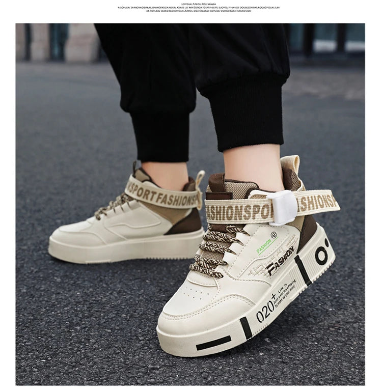 Kids Fashion Sports Shoes Boys High Top Board Shoes.