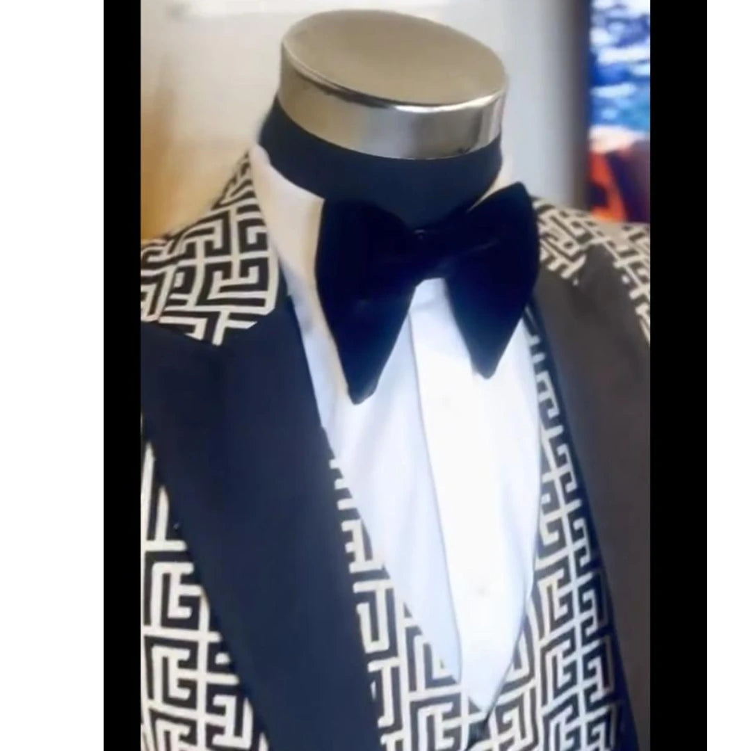 Plaid Men Suits for Gentleman Fashion Prom Party 3 Pcs Groom.