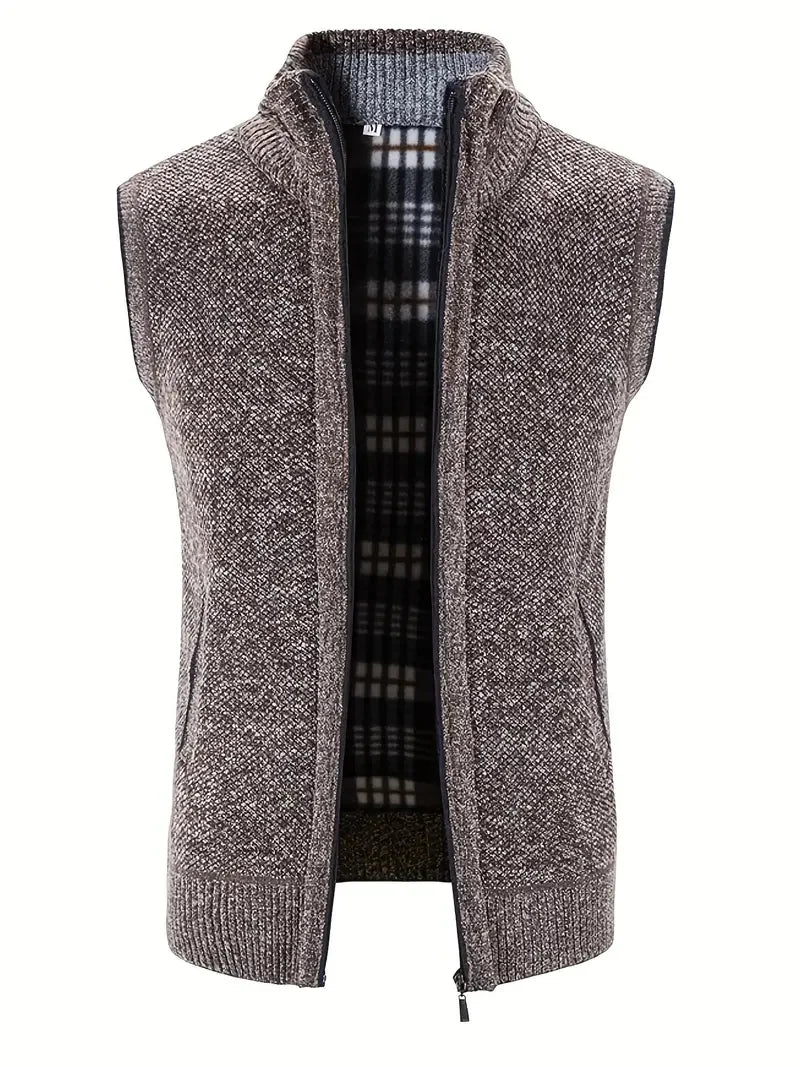 Man Winter Sweater Solid Color Vest Leisure And Comfortable Warm.