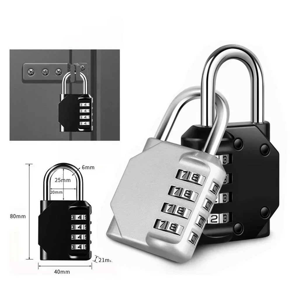 2pcs Combination Lock Resettable 4 Digit Padlock Combination Waterproof.