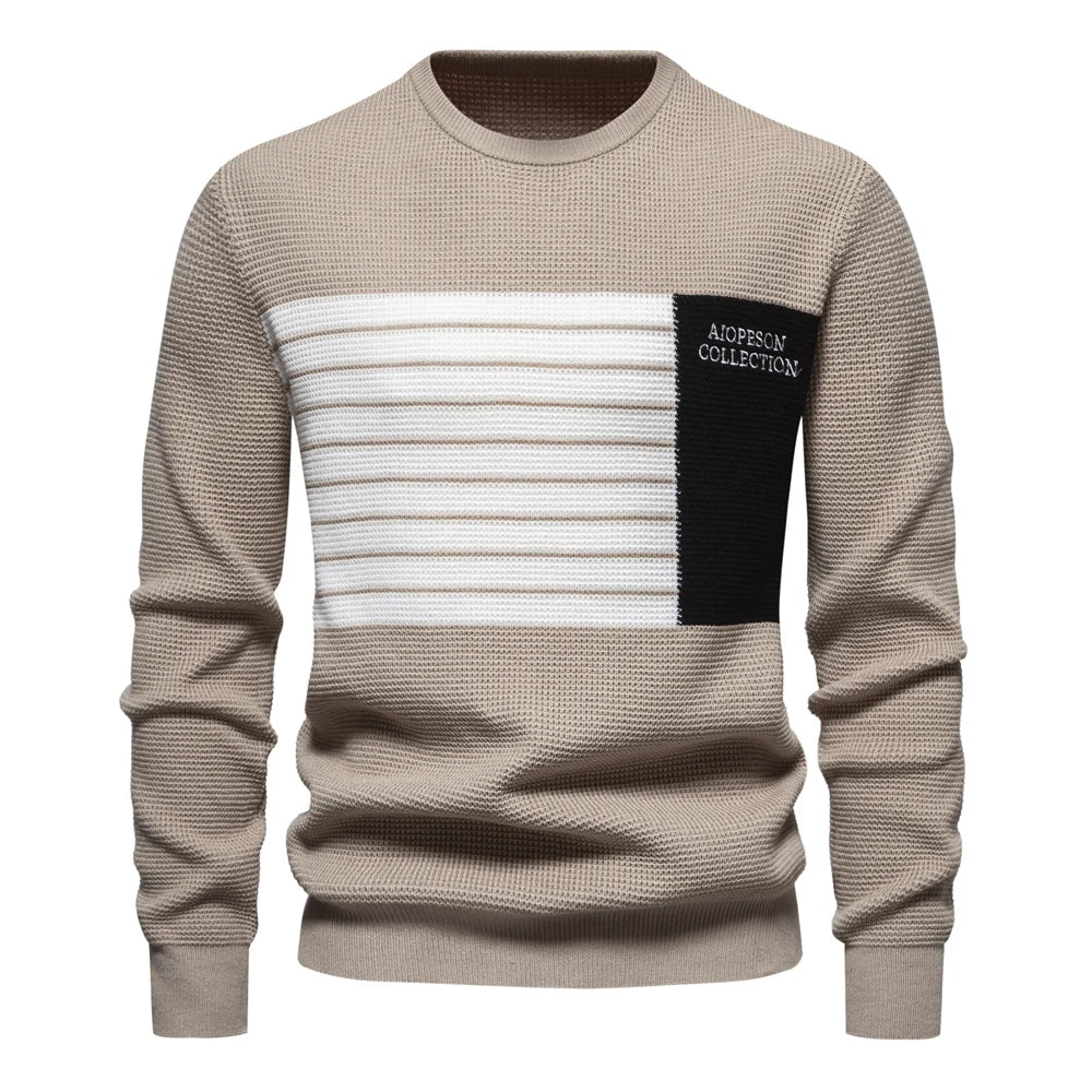 AIOPESON Fashion Stripe Youth Sweater for Men Casual.