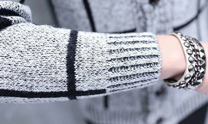 Man Clothes Cardigan Knitted Sweaters for Men No Hoodie Patchwork.