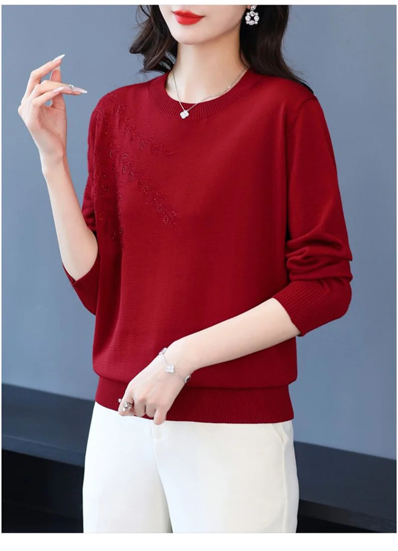 Knitted Sweater Women Pullover New Middle-aged  Mother.