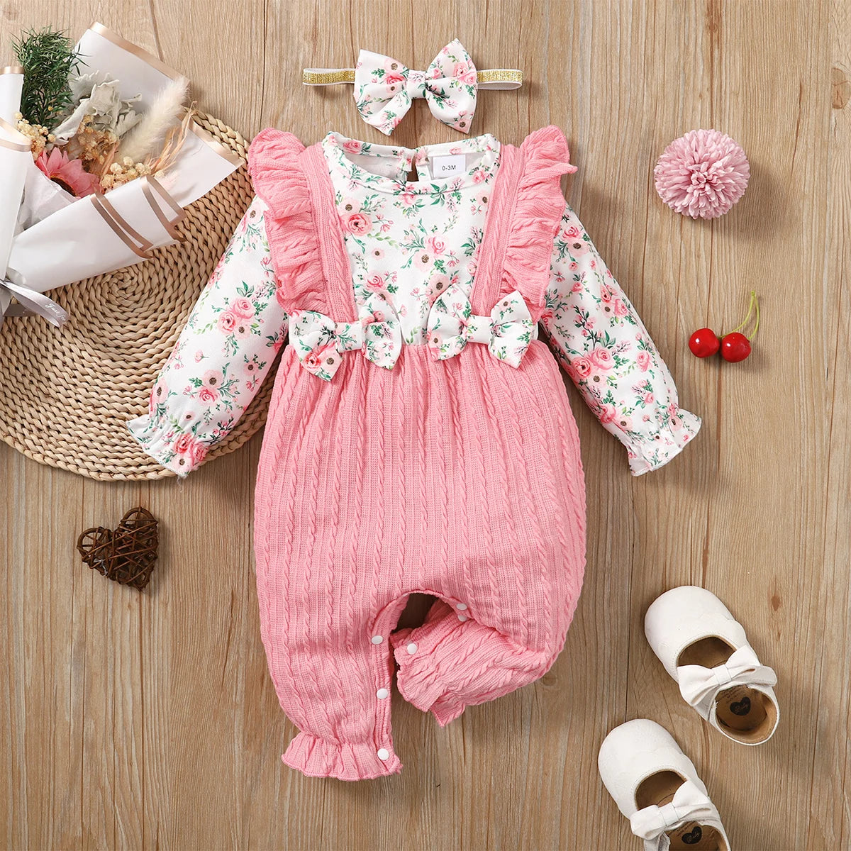 0-18 Months Newborn Baby Girl Romper Cute Floral Long Sleeve .