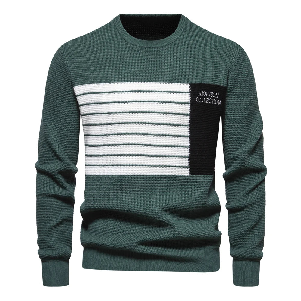 AIOPESON Fashion Stripe Youth Sweater for Men Casual.