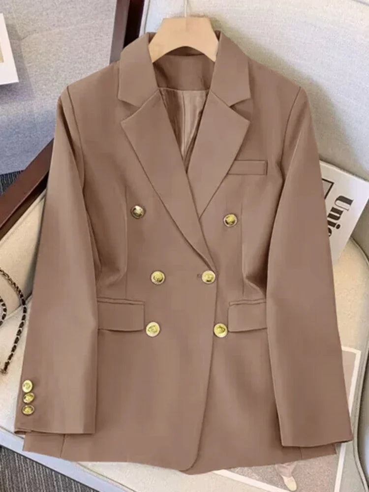 Spring Autumn Women Chic Office Lady Double Breasted Blazer .