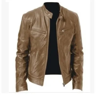 Mens Leather Jacket Autumn Winter Business Gentleman.
