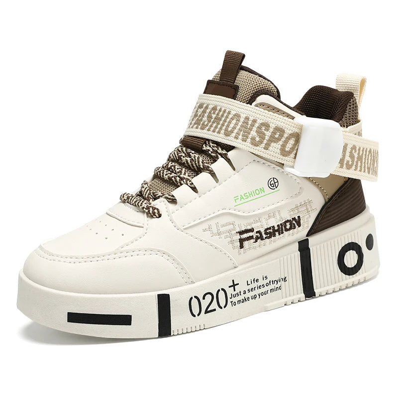Kids Fashion Sports Shoes Boys High Top Board Shoes.