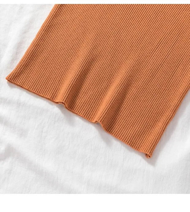 V-neck Solid Thin Summer Women Pullover Female Knitted Ribbed Sweater.