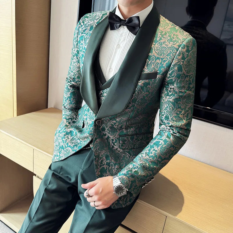 Spring  Men's British Style Business Casual Three-Piece Suit .