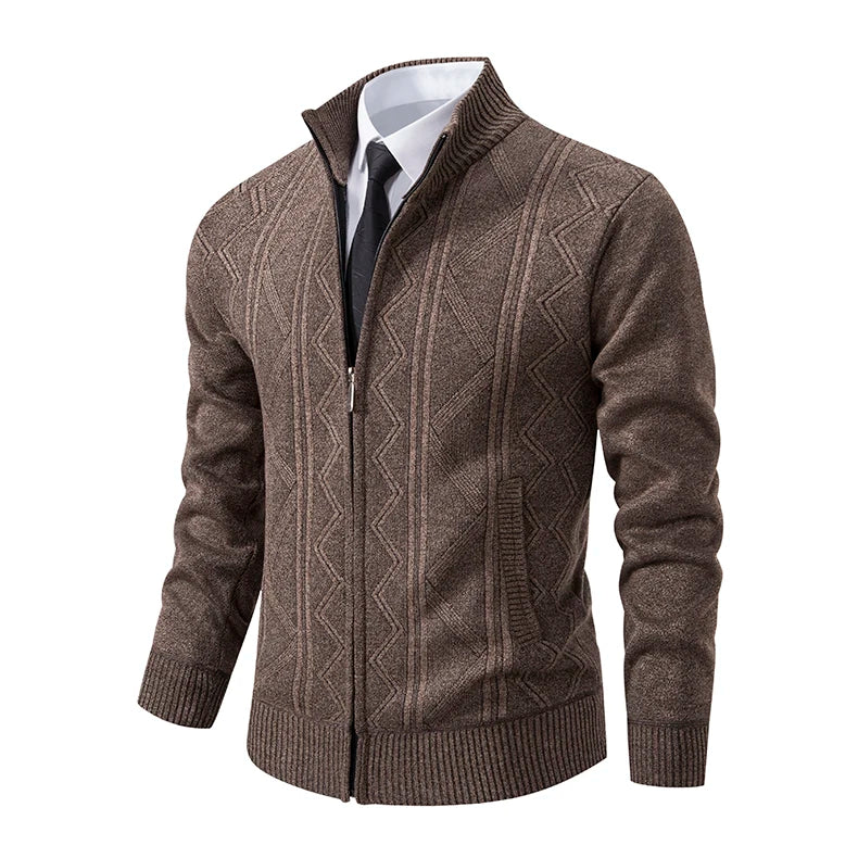 Men's Knitted Cardigan Jacket Autumn Winter Plush Sweater Men's.