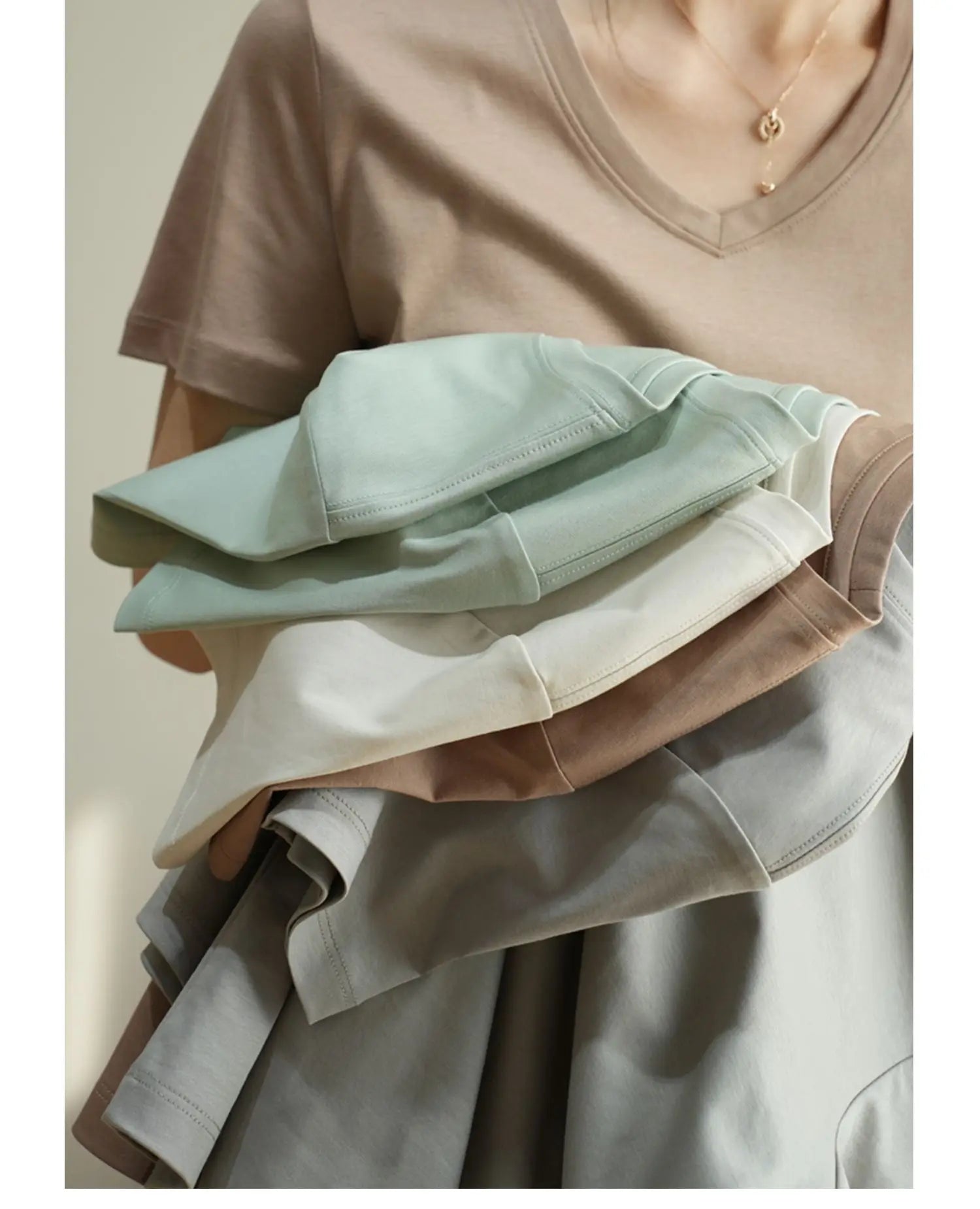 Summer Mercerized Cotton Women Silk T-shirts O Neck Short Sleeve Loose Straight T-shirts Casual Tees For Minimalist 2021