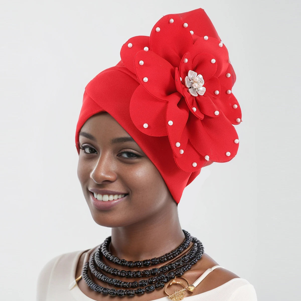Elegant African Lady Head Wraps Nigeria Party Headwear .