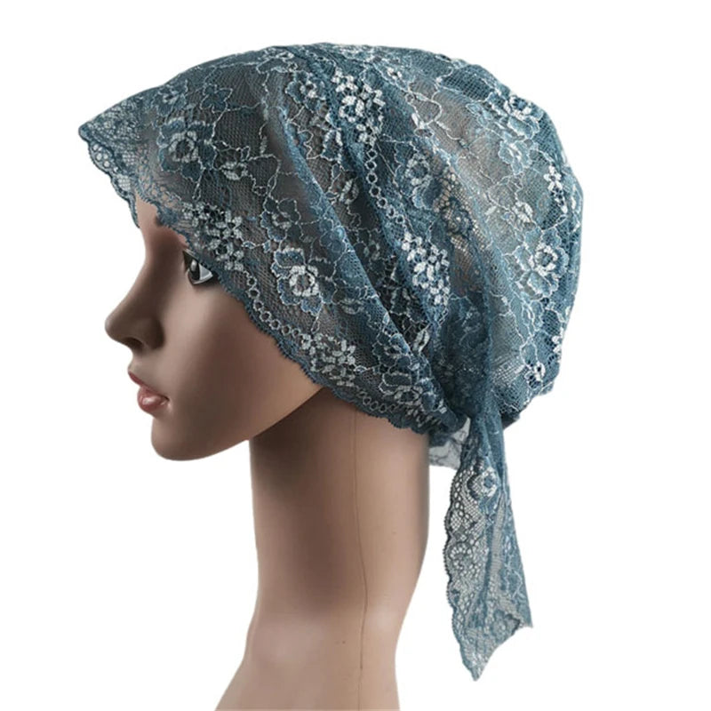 Muslim Women Head Scarf Lace Flower Underscarf Elastic Hijab  Cover Headwrap Chemo Cap Islam Headband Bonnet Turbante Mujer