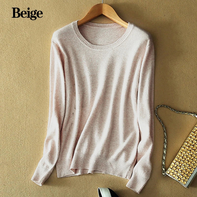 Soft Cashmere Sweaters Long Sleeve Pullovers For Women Autumn.