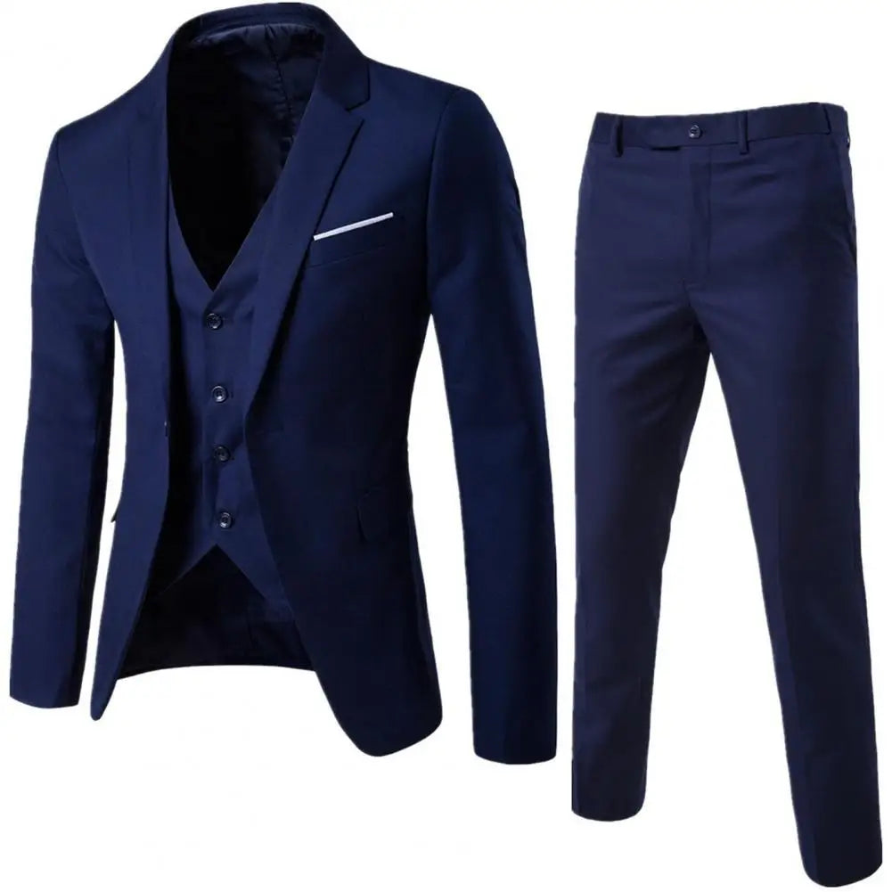 Men Three-piece Suit Men's Formal Business Style Slim Fit Wedding Suit Set .