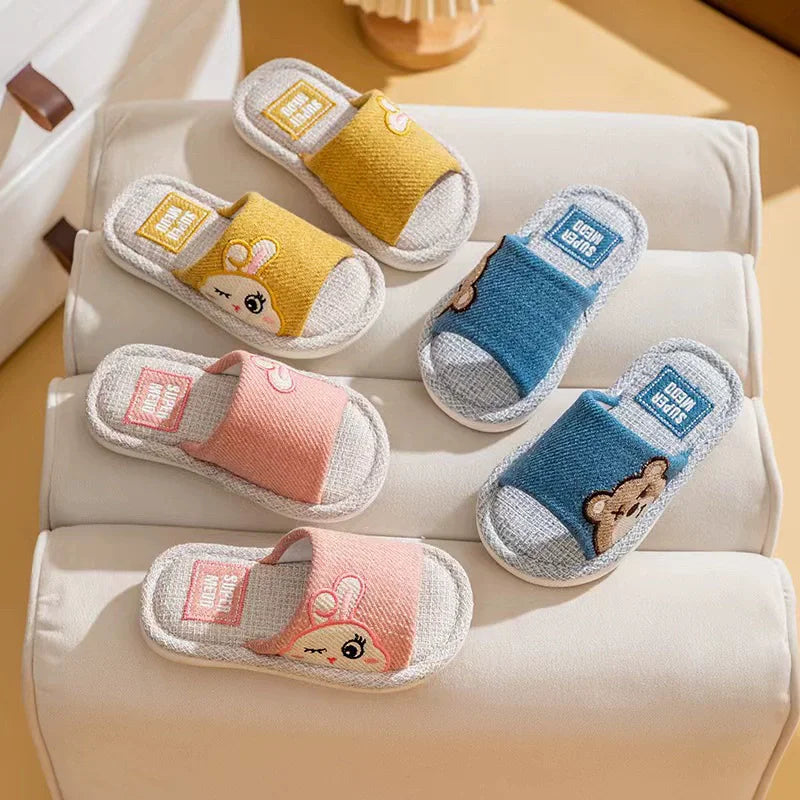 Kids Shoes Slippers Breathable Cotton Linen Boys Girls .