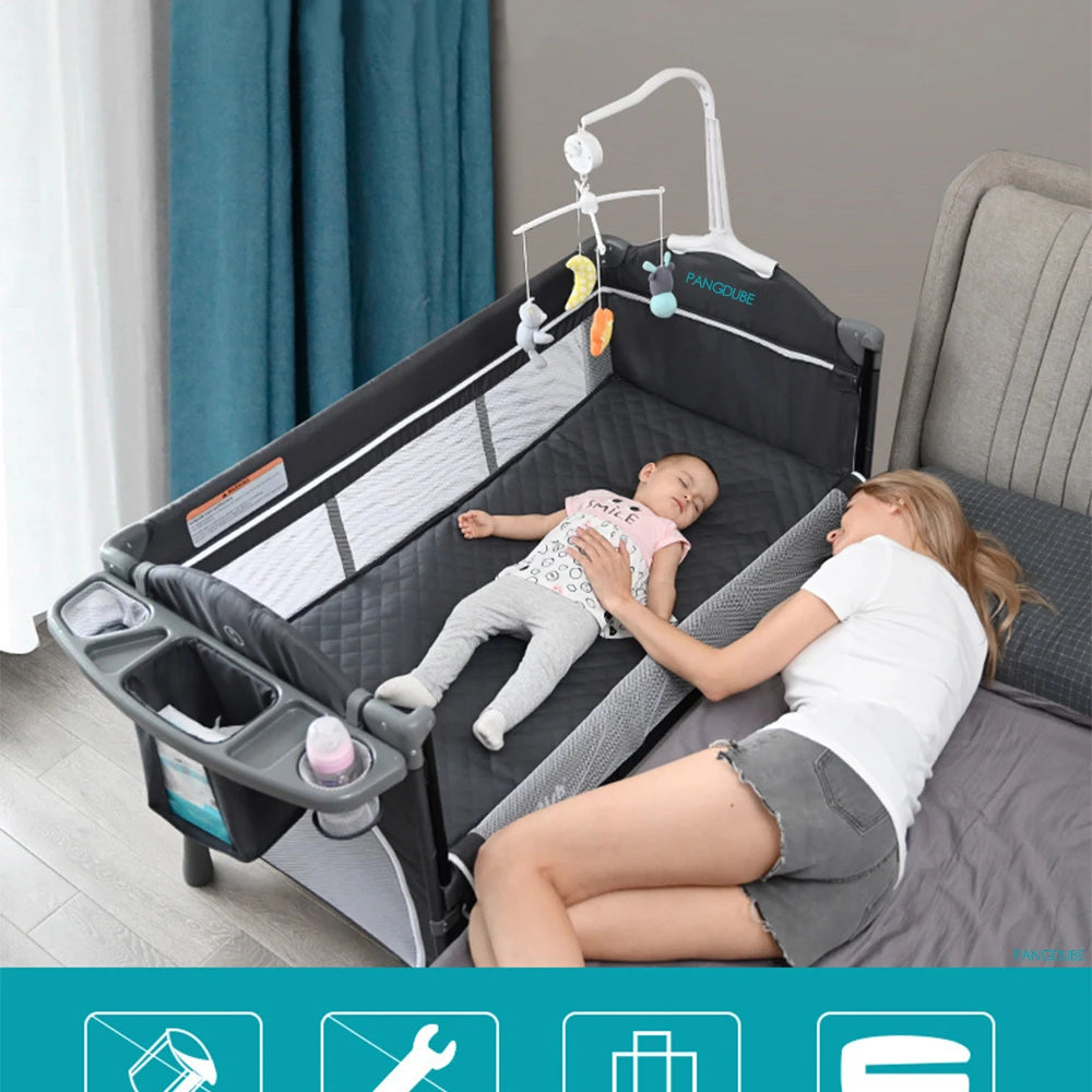 PANGDUBE Multifunctional Baby Crib 120*60cm Baby Bed,