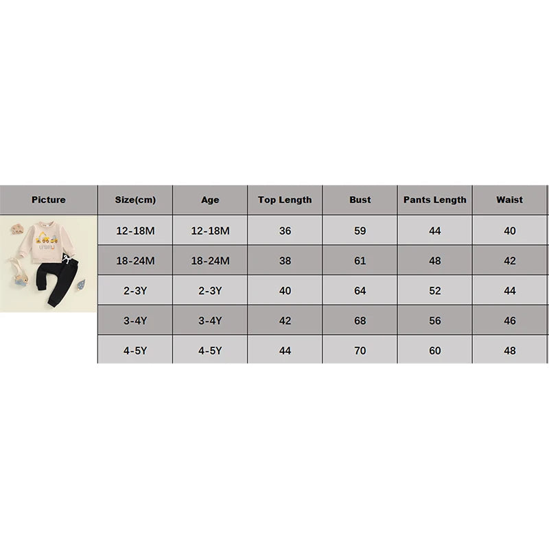 Little Boy Birthday Outfit, Excavator Print Long Sleeve Sweatshirt Pants .