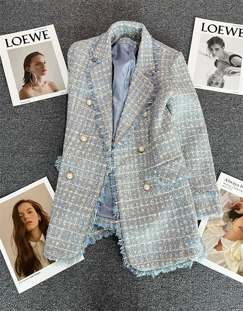 Women's Jacket New Spring Autumn Double Breasted Leisure Women's Suit Coat.