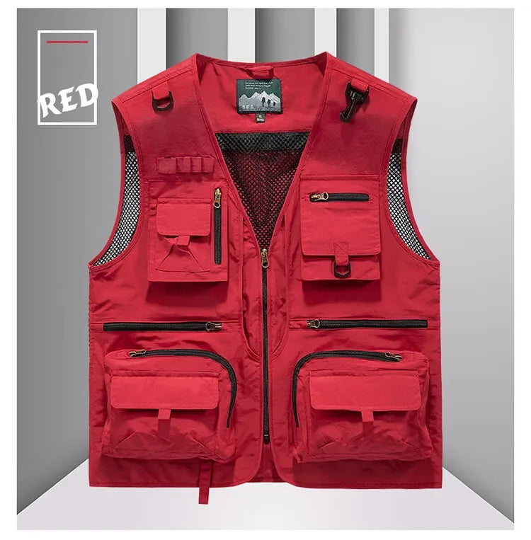 14 Pockets Summer New Men US Tactical Hiking Fishing Vest Mens.