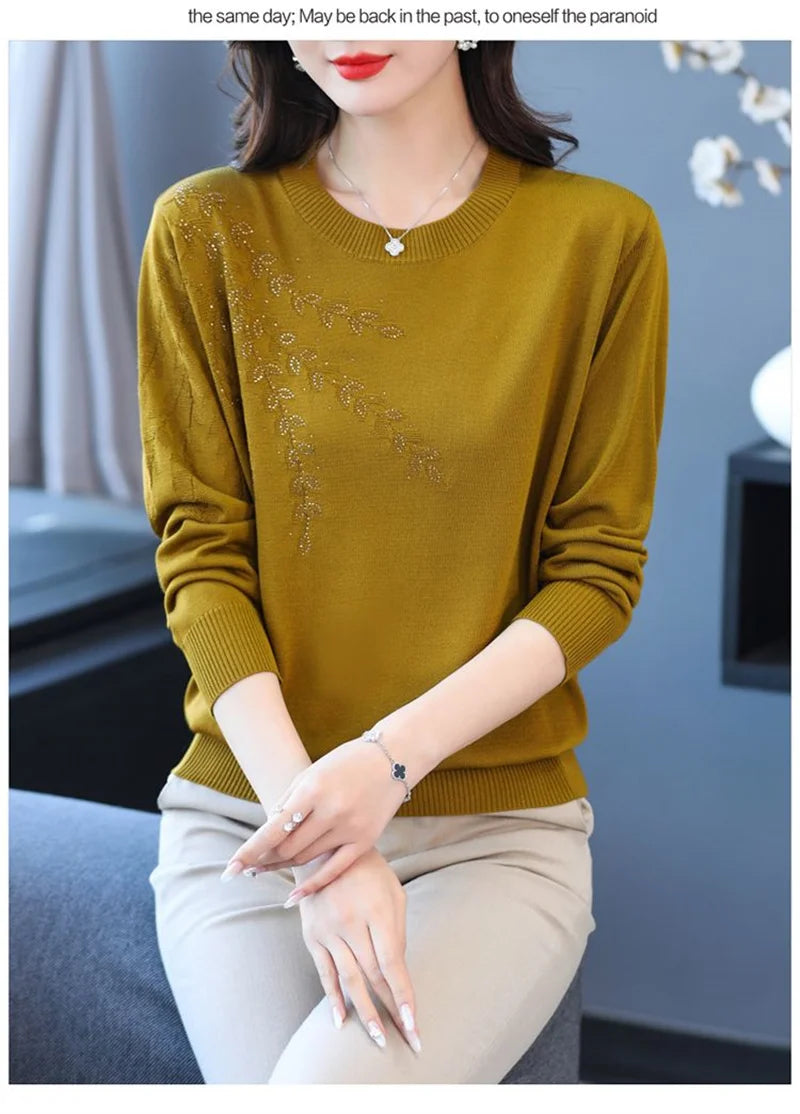 Knitted Sweater Women Pullover New Middle-aged  Mother.
