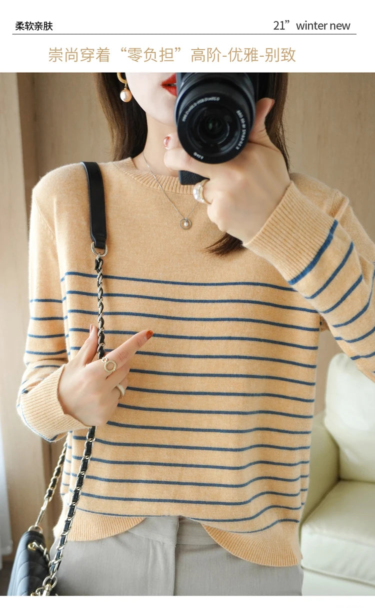 100% Cotton Knitted Sweater Women's Sweater .