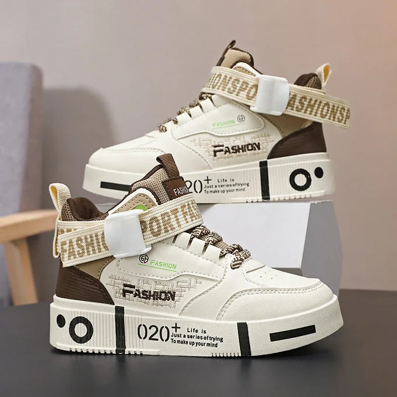 Kids Fashion Sports Shoes Boys High Top Board Shoes.