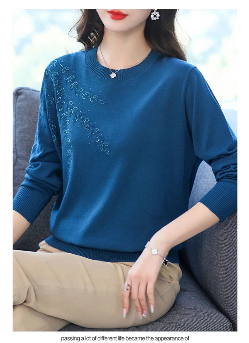 Knitted Sweater Women Pullover New Middle-aged  Mother.