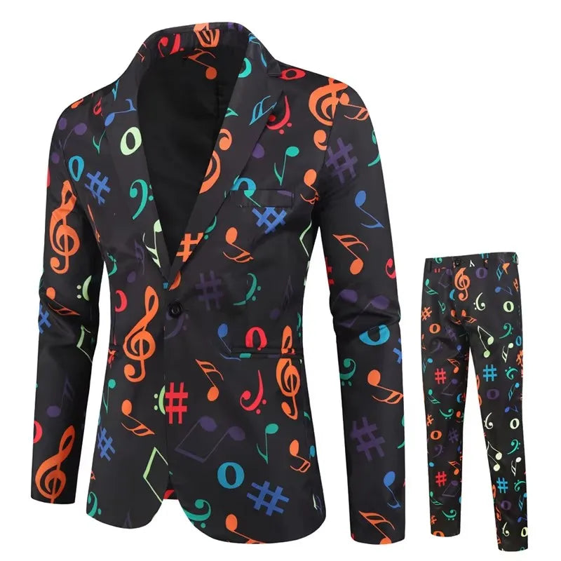 Two Piece,Poker Pattern Printed Decorative Jacket.