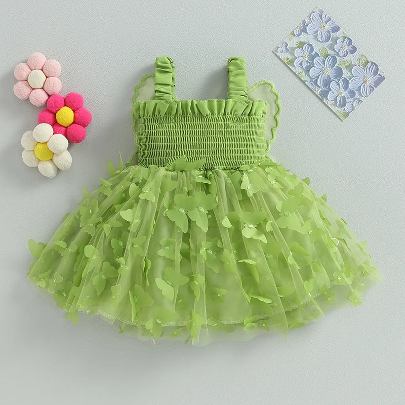 Pudcoco Princess Baby Girl Tutu Dress Sleevless Butterfly Tulle Lace Photography Dresses Summer Outfits