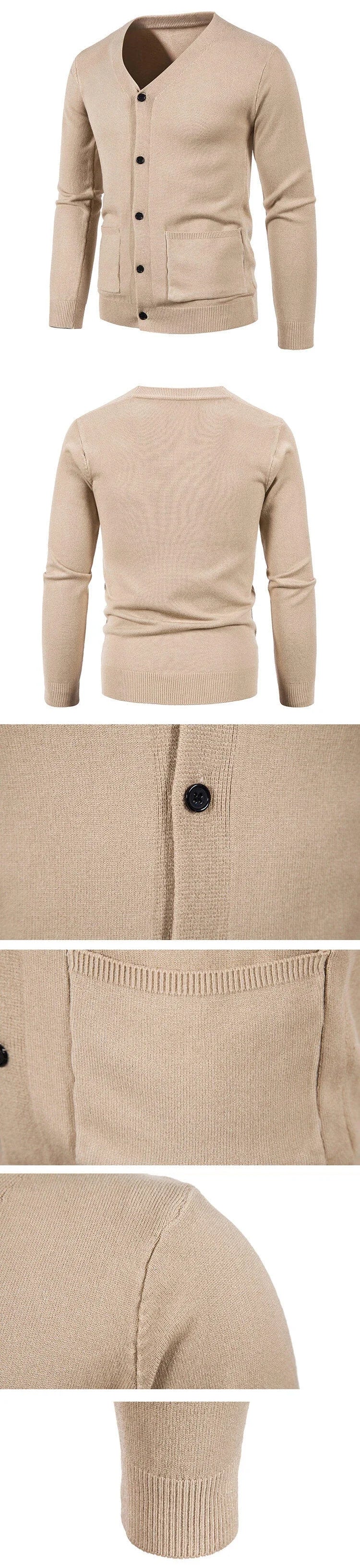 New Spring Men's Long Sleeved Cardigan Wool Sweater.