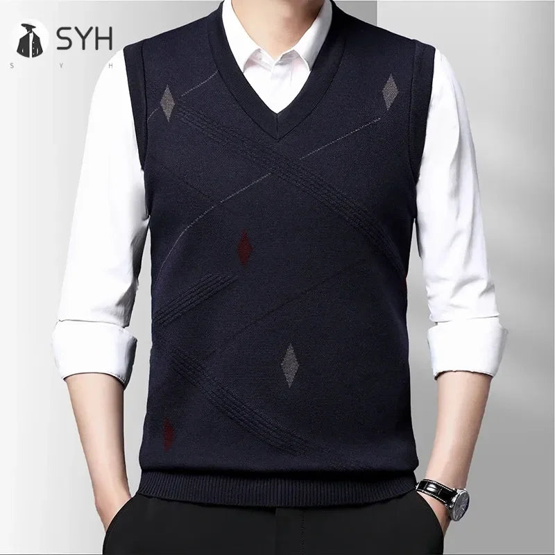 Men's Thickened Casual Sweater Tank Top Autumn and Winter Warm Men's Vest.