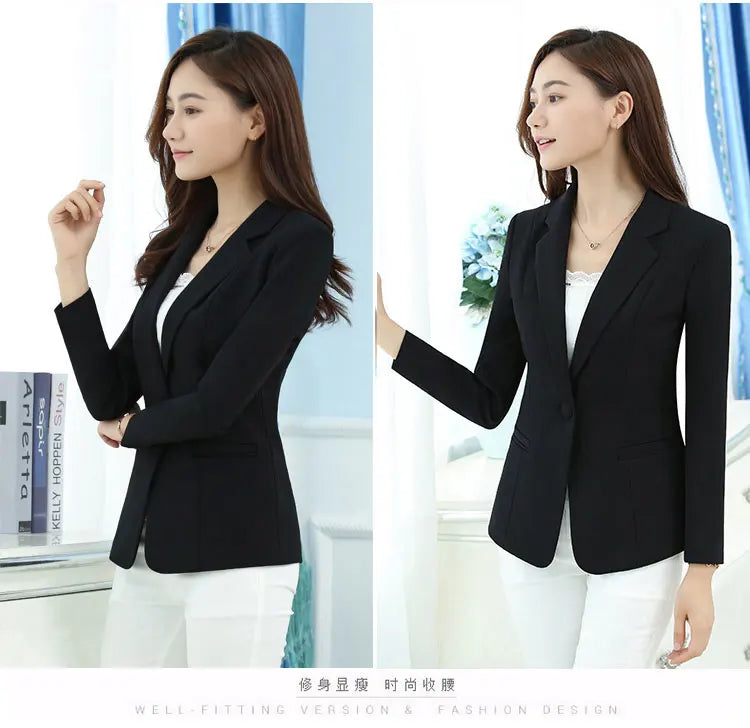 Women Blazer Office Lady Elegant Slim Notched Women Blazers .
