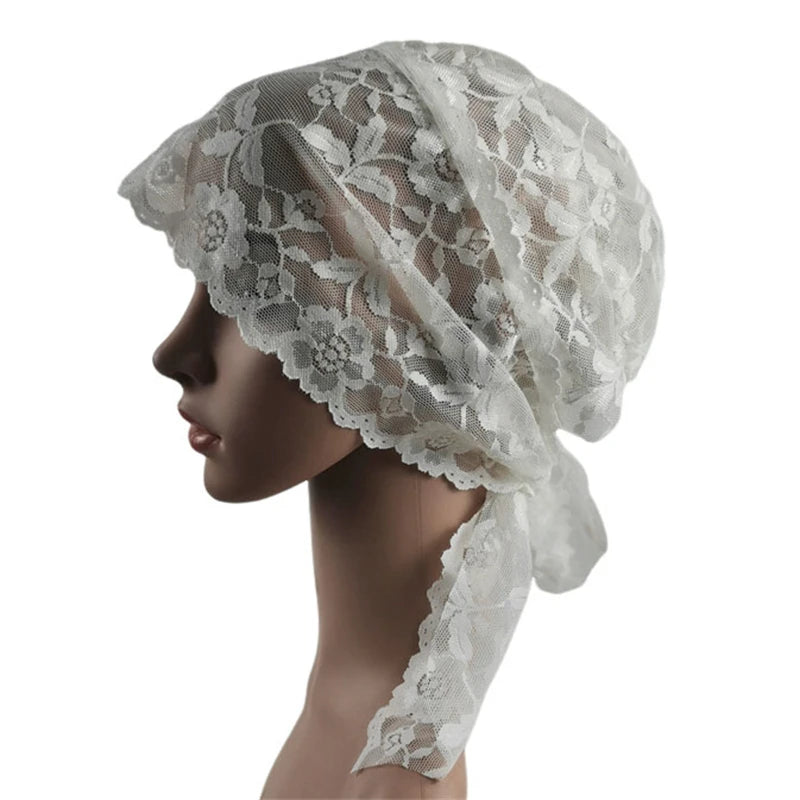Muslim Women Head Scarf Lace Flower Underscarf Elastic Hijab  Cover Headwrap Chemo Cap Islam Headband Bonnet Turbante Mujer