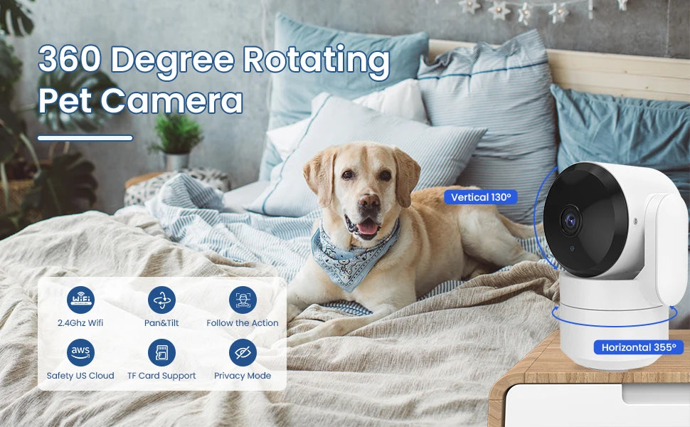 AMOROM 2K Indoor Camera 5/2.4G Wi-Fi Home Night Vision Security Camera.