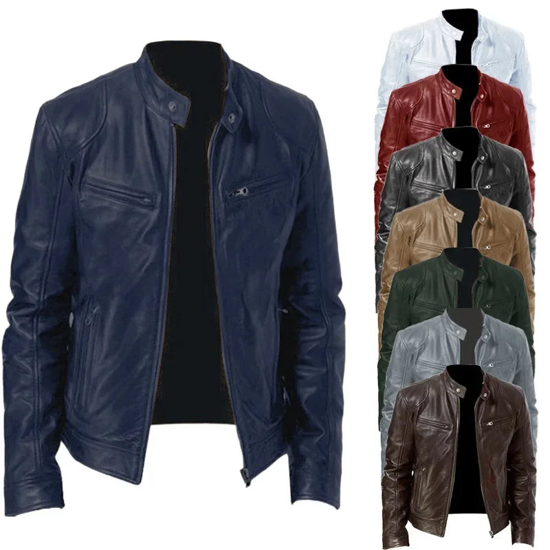 Mens Leather Jacket Autumn Winter Business Gentleman.