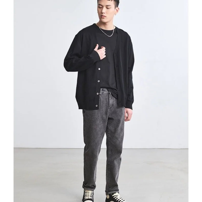 Men's Clothing Autumn Winter Long Sleeve Tops T-Shirts V-neck.