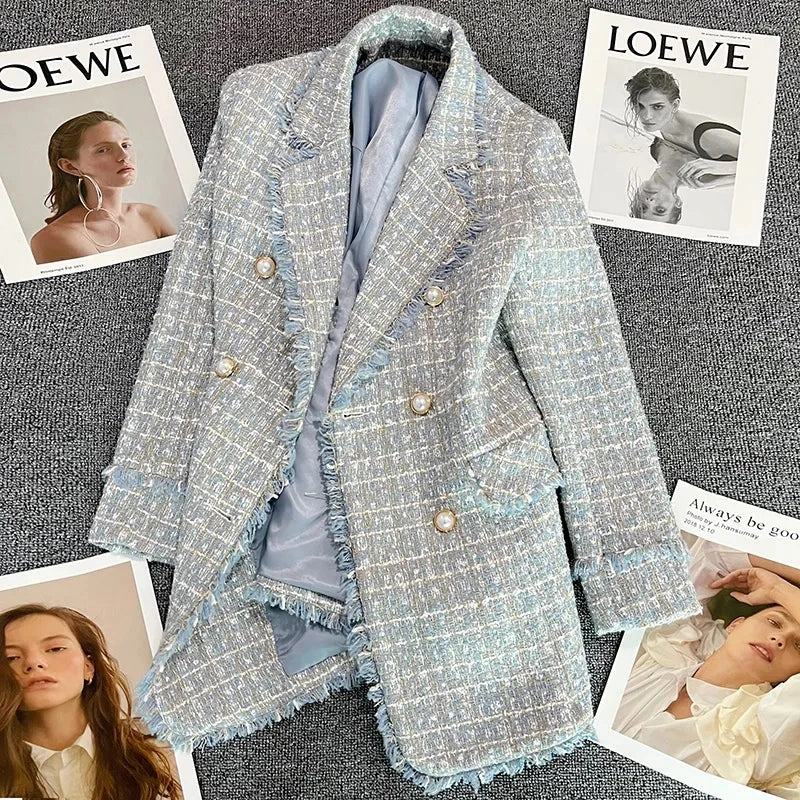 Women's Jacket New Spring Autumn Double Breasted Leisure Women's Suit Coat.