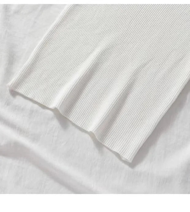 V-neck Solid Thin Summer Women Pullover Female Knitted Ribbed Sweater.
