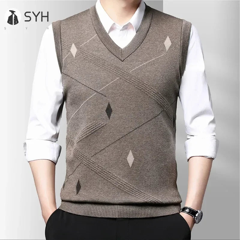 Men's Thickened Casual Sweater Tank Top Autumn and Winter Warm Men's Vest.