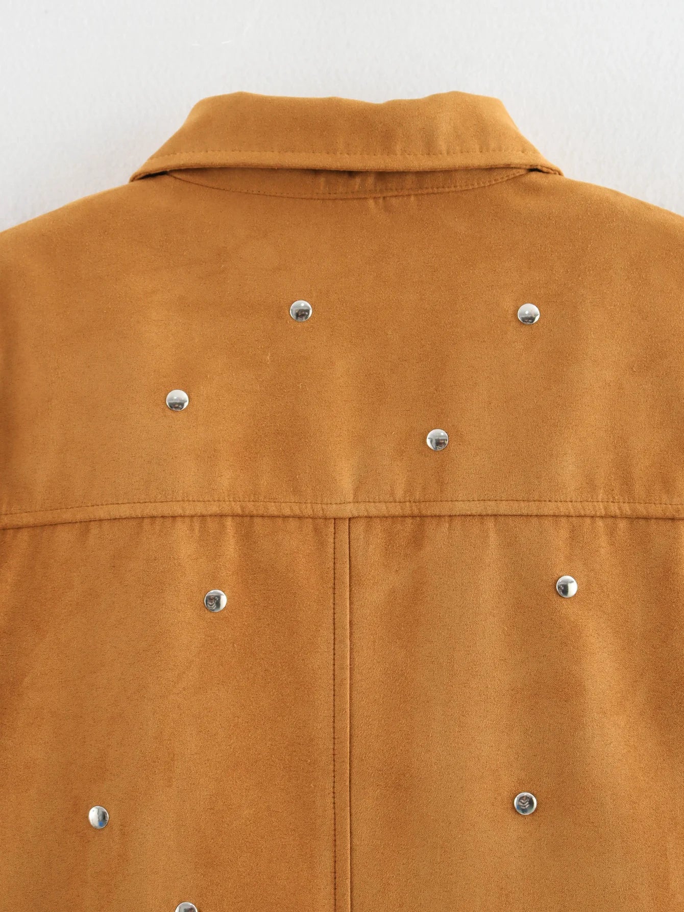 TRAFZA Casual Chic Women Solid Jackets Rivet Long Sleeve .
