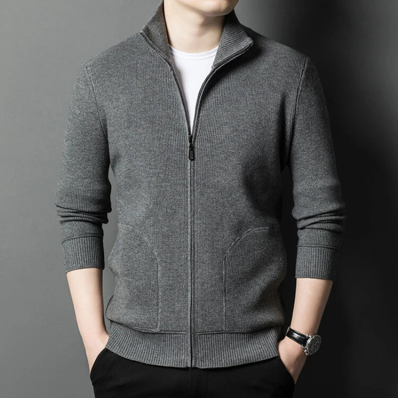 Solid Color Long-sleeved Stretch Cardigan for Men,